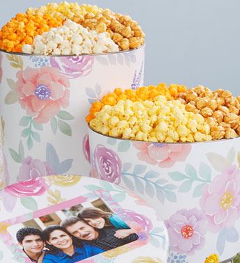 Fancy Floral Popcorn Tins